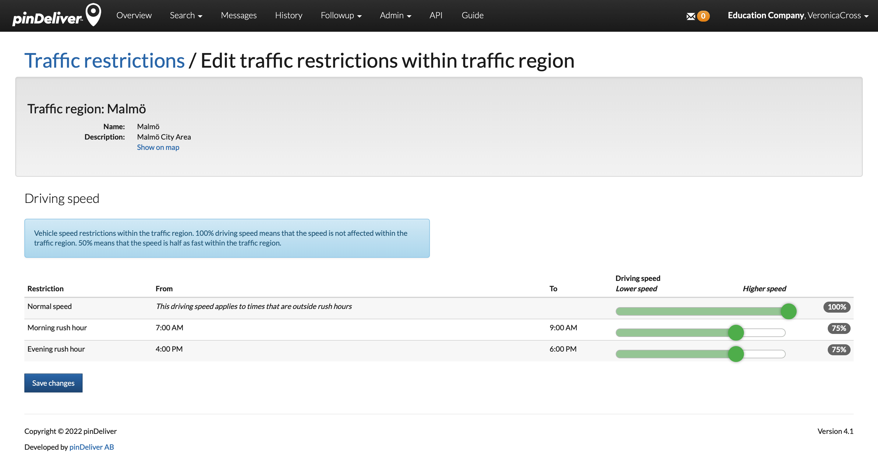 Traffic restriction create